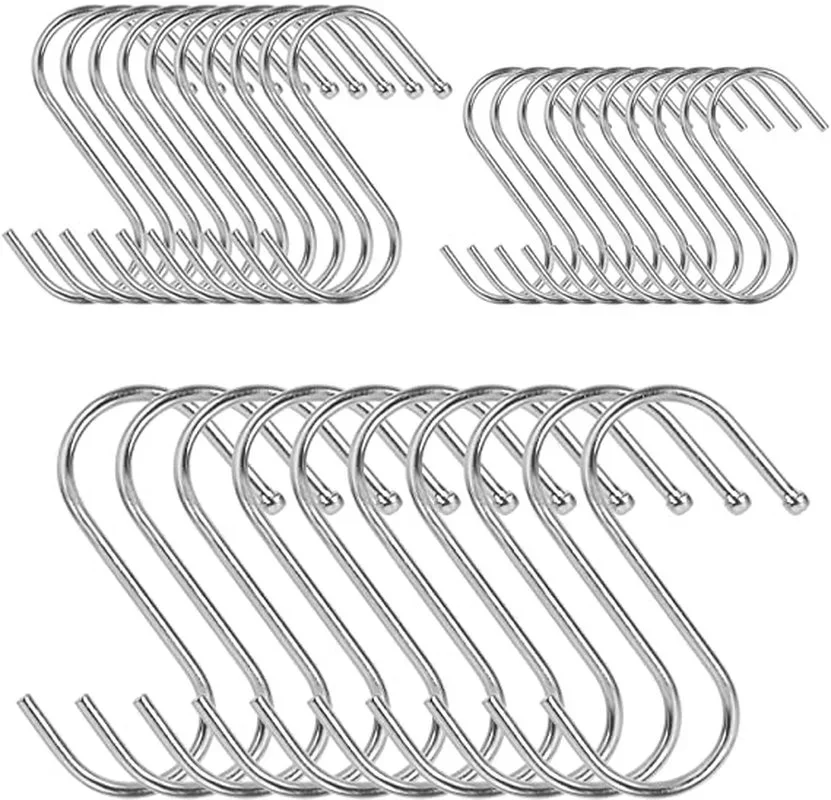 Stainless Steel S Shaped Hook Kitchen Bathroom Clothing S-shaped Hanger Hooks Multifunctional Metal Hanging Hook 1/5/10Pcs multi purpose hooks kitchen hooks metal hook