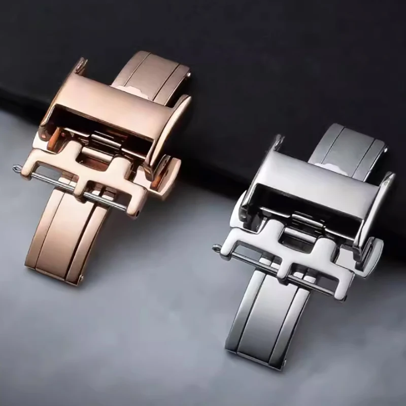 Rose Gold Double Press Butterfly Clasp Watch Strap Buckle Accessory