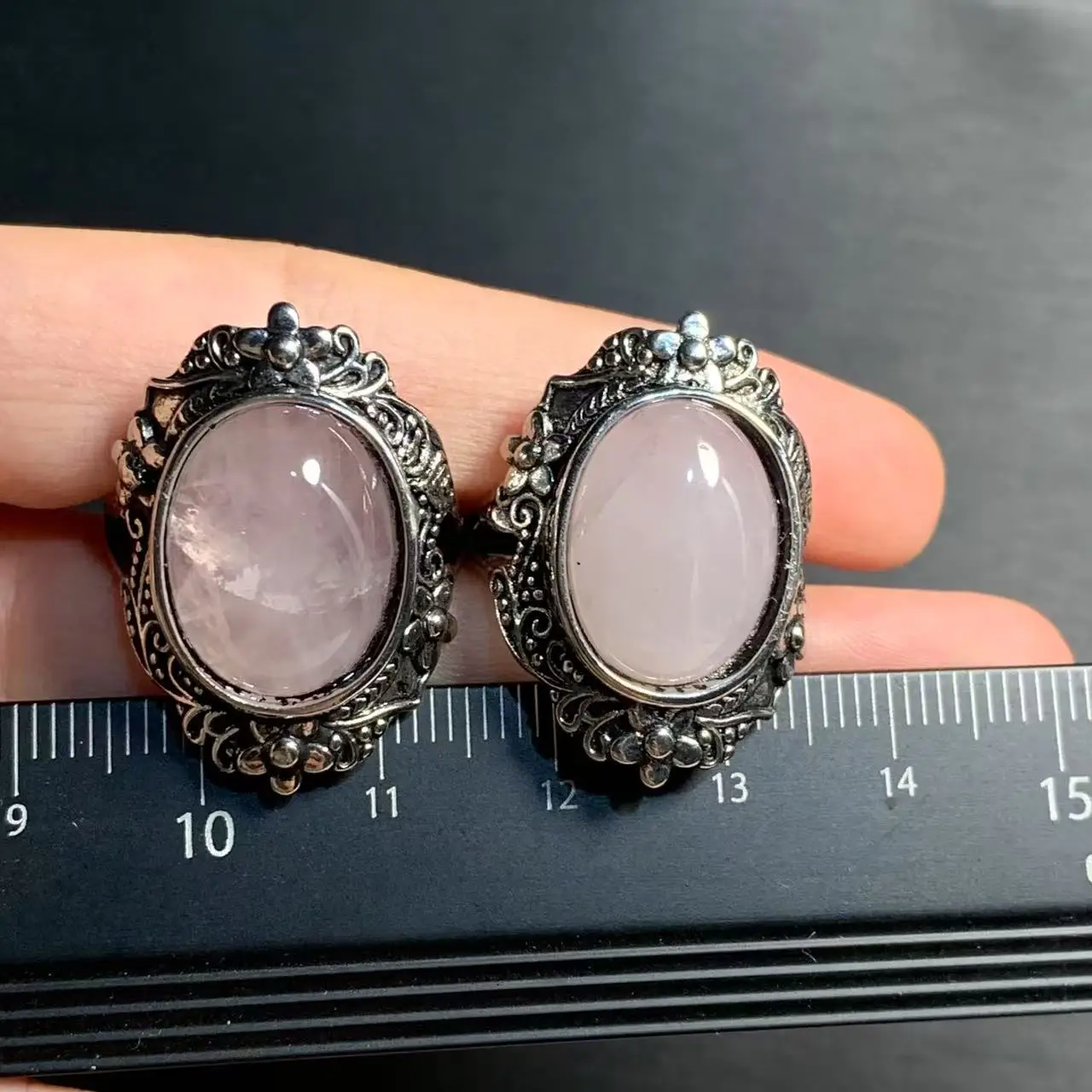 MM Natural Rose Quartz Ring Adjustable Female Ring Jewelry for Women Gift Wholesale High Quality Vintage Fine