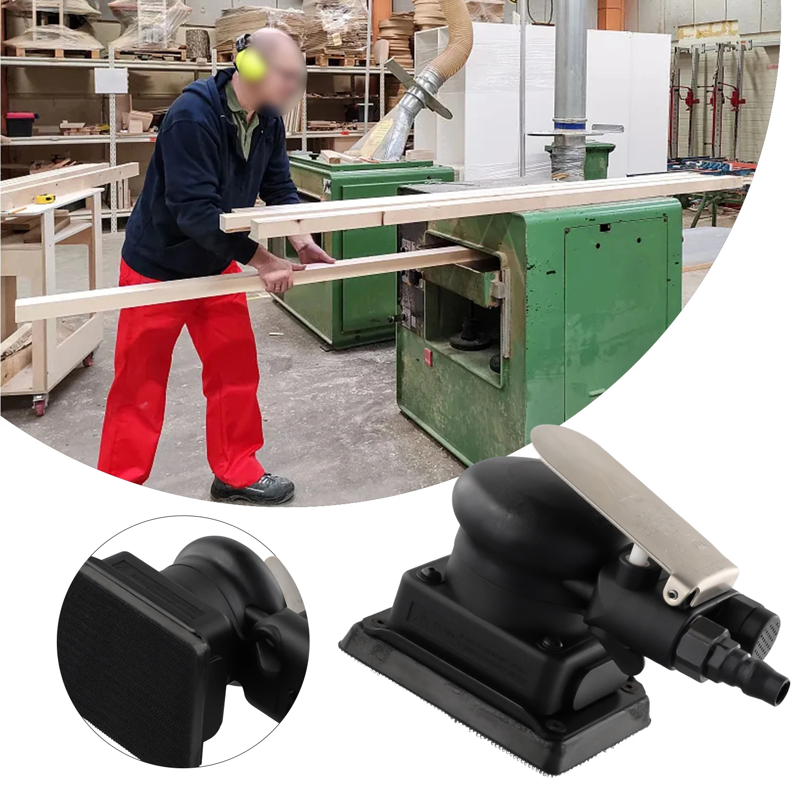

Air Sander Square Pneumatic Sander Grinder Polishing Finishing Sander Cars Polishing Grinder Tool Power Tools Accessories