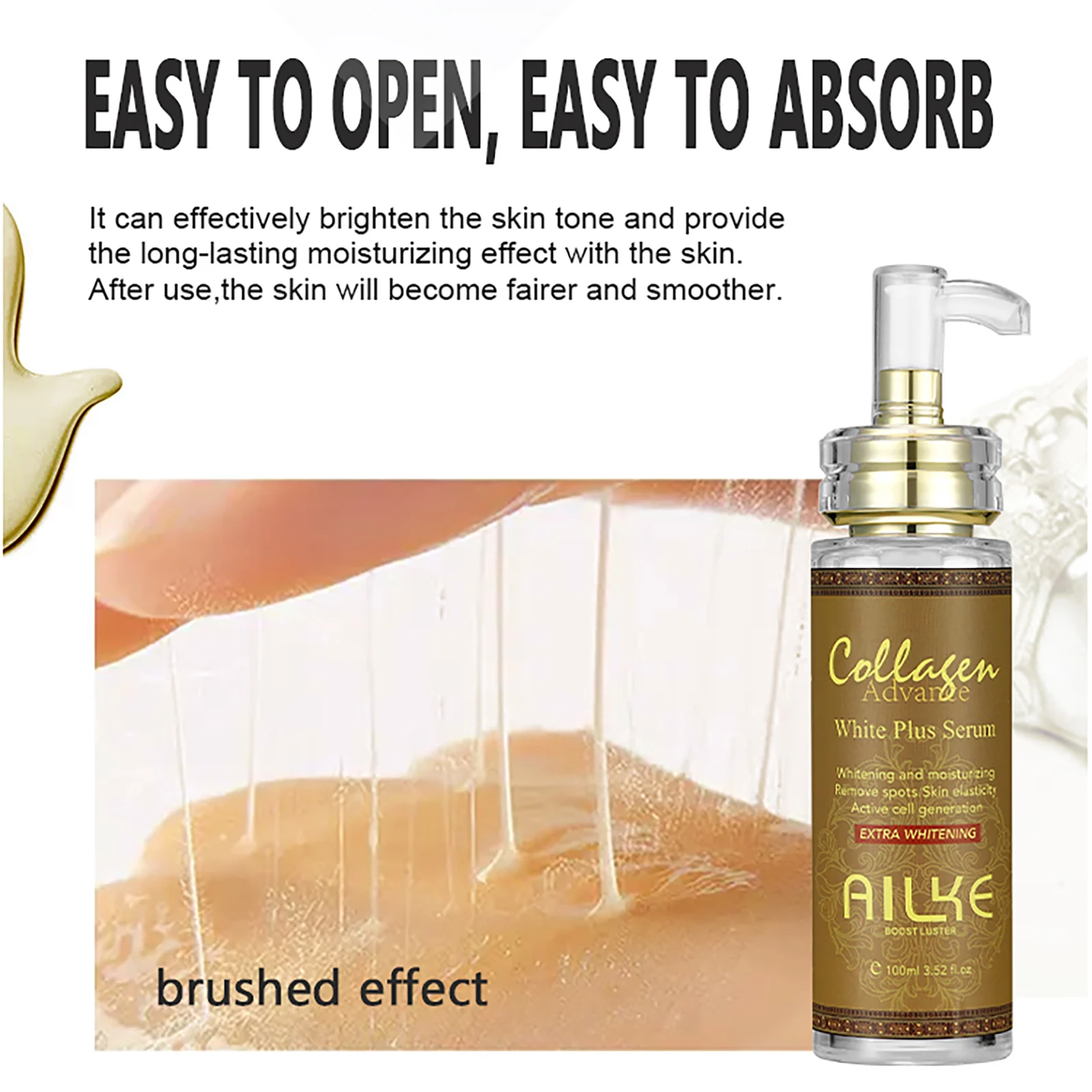 AILKE Skin Whitening Face Serum, Reduce Spots, Moisturizing, Even Skin Tone, With Organic Collagen, Skin Lightening Body Serum 4