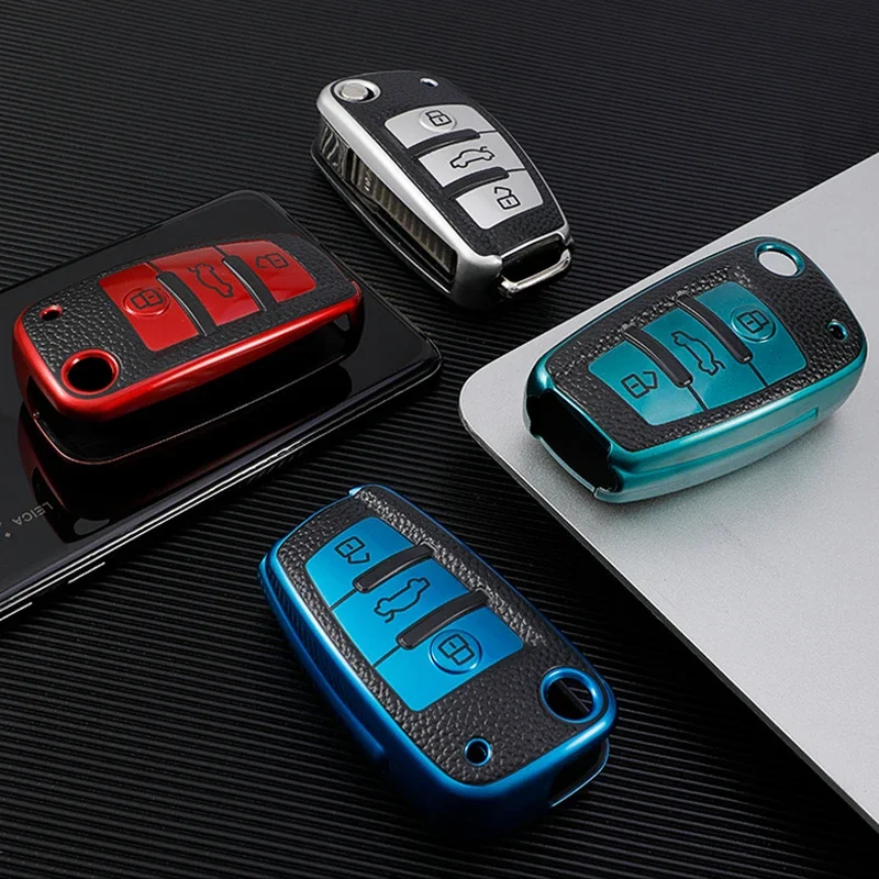 Premium Leather TPU Car Key Cover Case - Elegant and Durable Key Protection Accessory