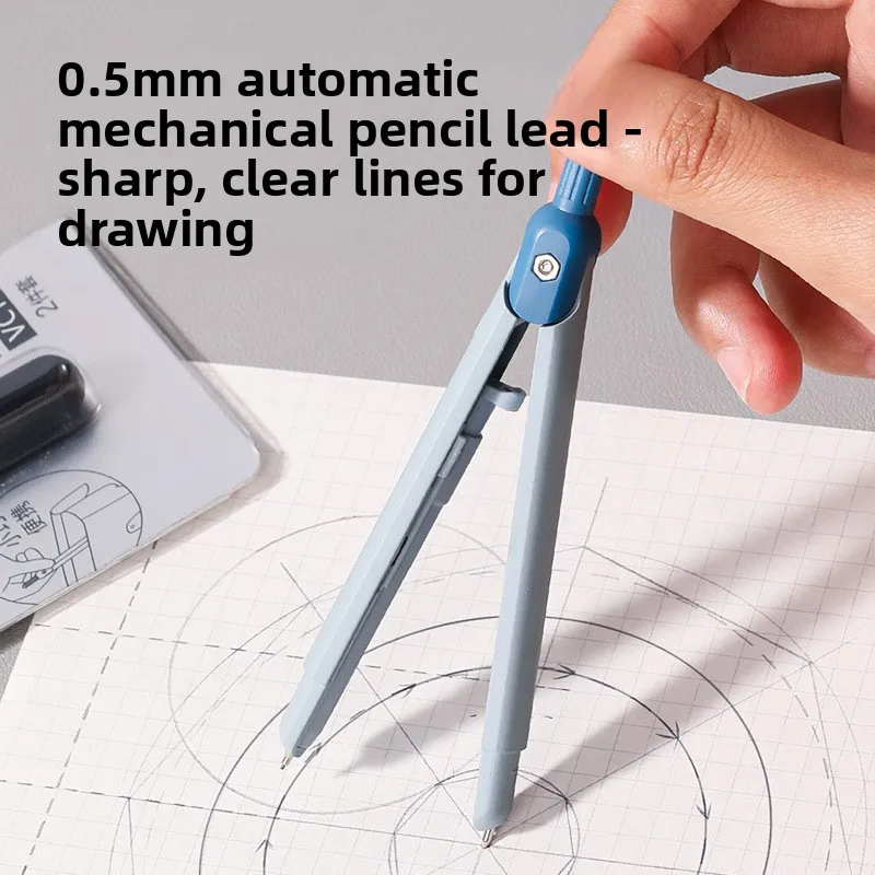 금속 펜형 컴퍼스 휴대용 학생 수학 기하학 교육 시험용 컴퍼스 교체 가능한 심 포함 도면 작성 도구