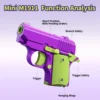 Stress Relief Pistol Toy Plastic Mini Gun Manual Burst Pistol 3D Printed Gravity Fidget Gun Stress Relief Toy Christmas Gift 2