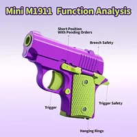 Stress Relief Pistol Toy Plastic Mini Gun Manual Burst Pistol 3D Printed Gravity Fidget Gun Stress Relief Toy Christmas Gift 2