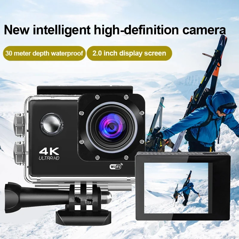 Waterproof Sports Camera HD 1080P 30FPS Mini Model 2.0inch Screen Underwater 30m Shooting Mini Camera Outdoor Kit Loop Recording