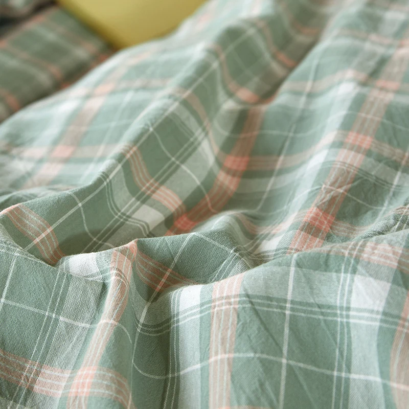 Class A Pure Cotton Yarn-dyed Single Bedding Bunk Bed Mattress Covers in Student Dormitories Printed Checked Bed Cover 5