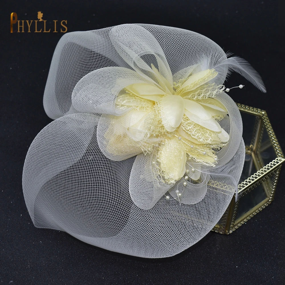 JM02 White Black Bridal Fascinator Birdcage Veil Wedding Hat Short Bride Face Veil Charming Evening Blusher Veil Bridal Headwear