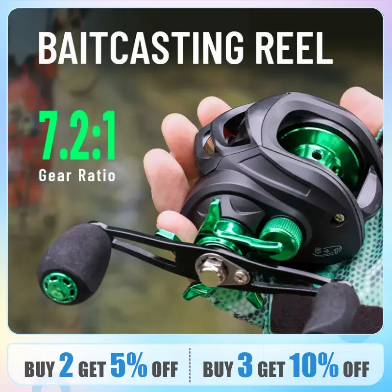 Fishmx Fishing Reel 7.2:1 Gear Ratio Max Drag 10kg Baitcasting