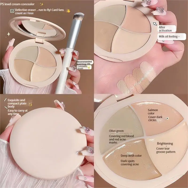 Four-color Concealer Facial Concealer Spots Tear Grooves Law Lines Dark Circles Brighten And Even Skin Tone color concealer