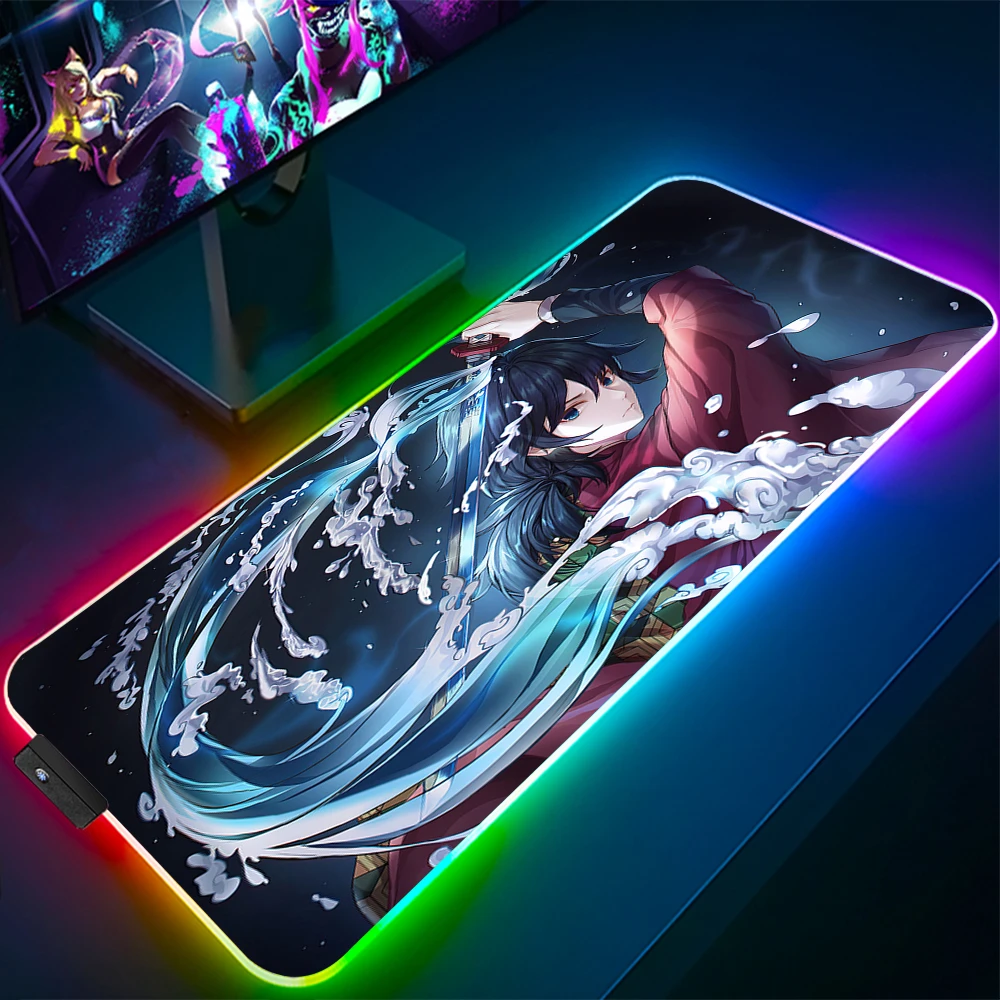Demon Slayer LED Light Desk Mat xxl Computer Mousepad Anime 80x30cm