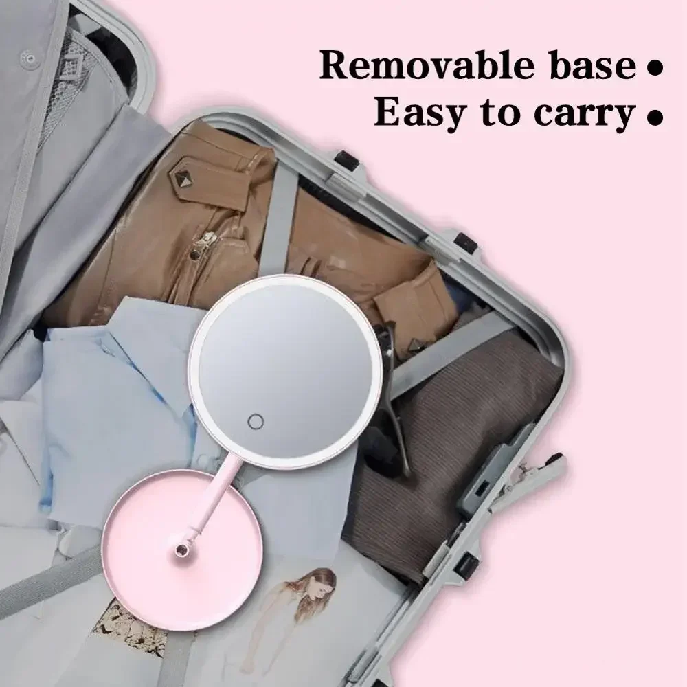 1PC Detachable 3 Modes Makeup Mirror With Light LED Daylight Vanity Mirror Storage Base Mirror With Light Gift USB Rechargable 2