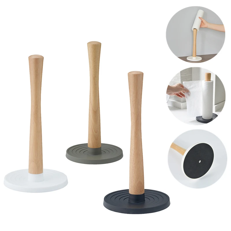 Fashion Durable Wooden Desktop Toilet Roll Paper Holder Tissue Storage Rack Vertical Shelf Home Decor Kitchen Napkin 1Pc
