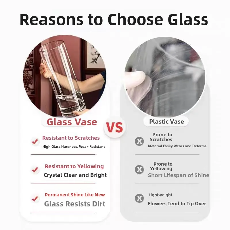 Transparent Glass Flower Vase Simple Design Living Room Decor Fre Flowers Plant Water Cultivation Long Ne Bottle ape