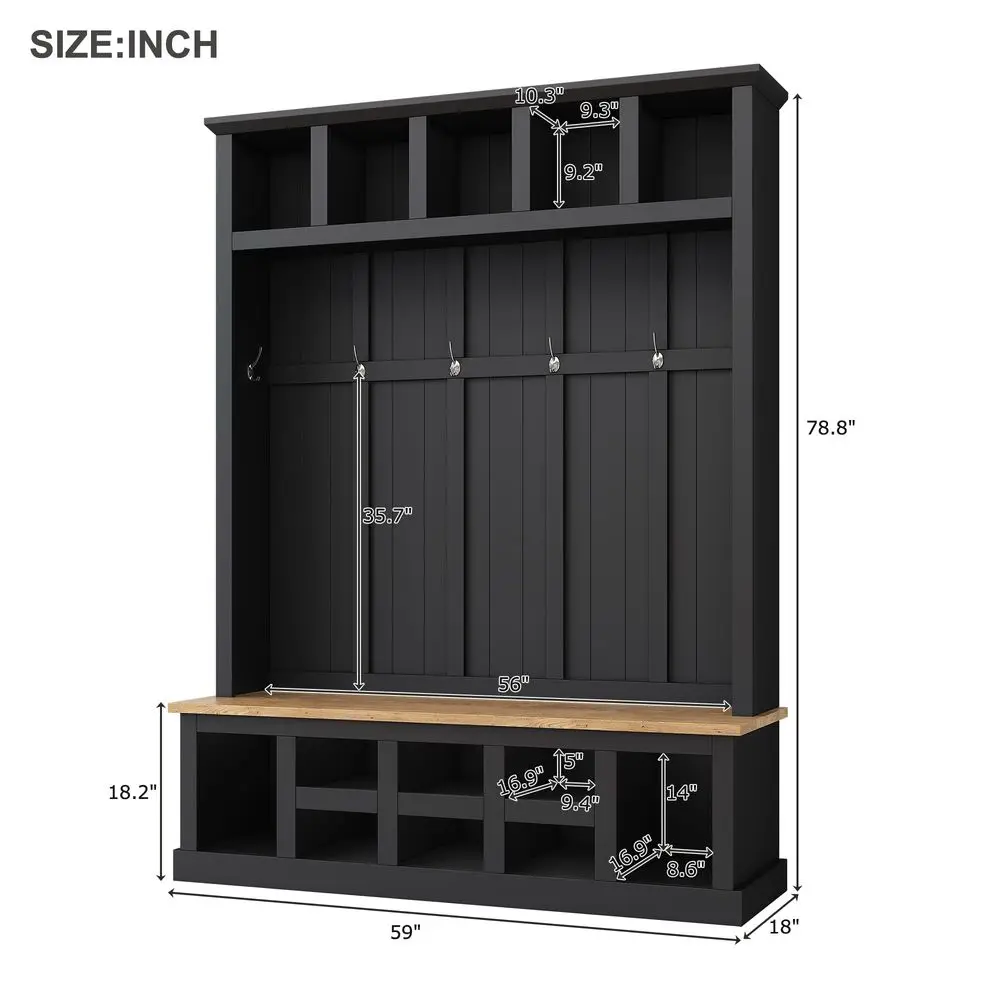 Hall Tree with Bench & Cube Storage 2