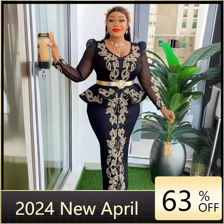 

Elegant African Dresses for Women 2024 New Africa Clothing Plus Size Turkey Wedding Party Long Dress Dashiki Ankara Outfits Robe