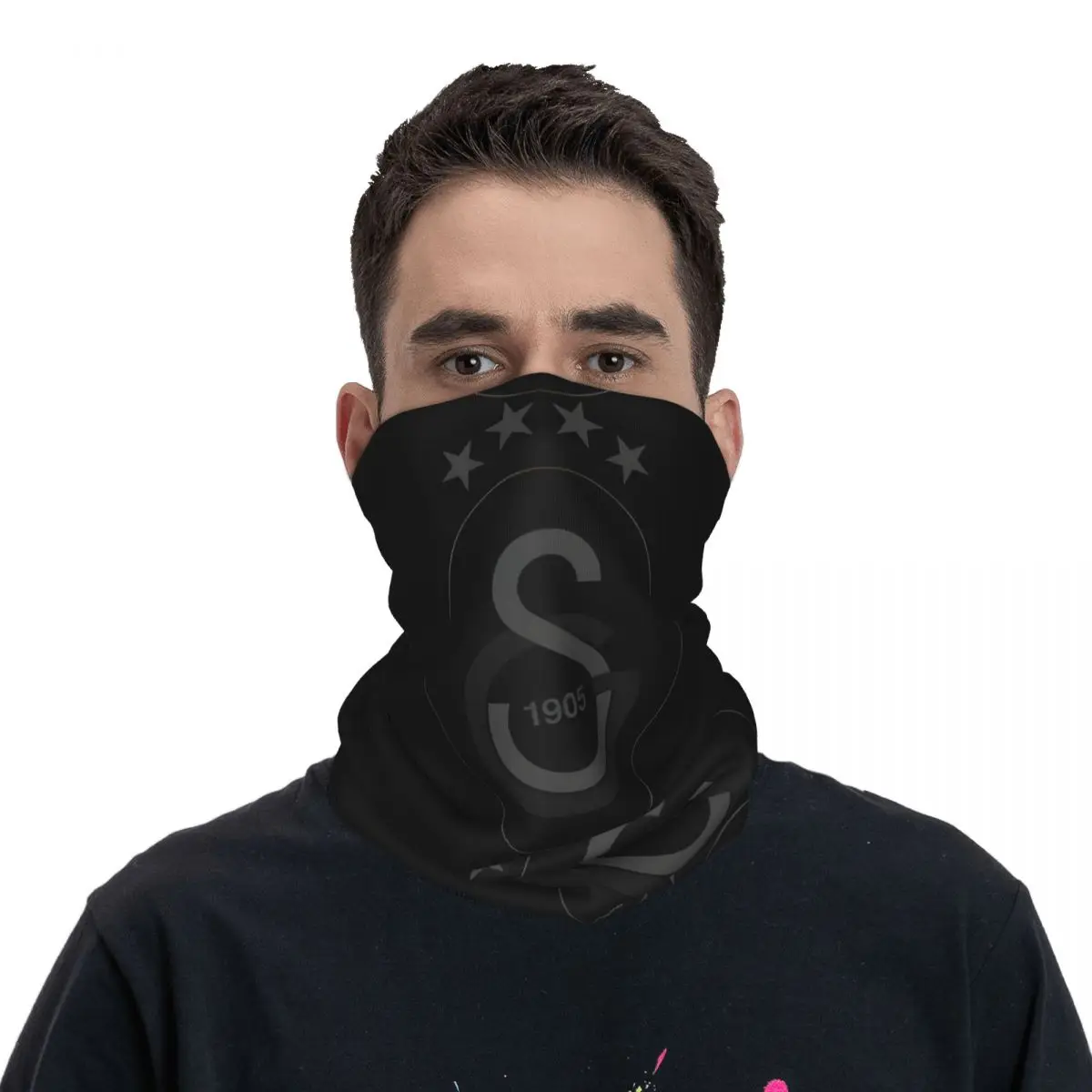 Black Bandana Neck Gaiter Motorcycle Club Scarf Multifunctional Headwear Windproof Unisex Adult