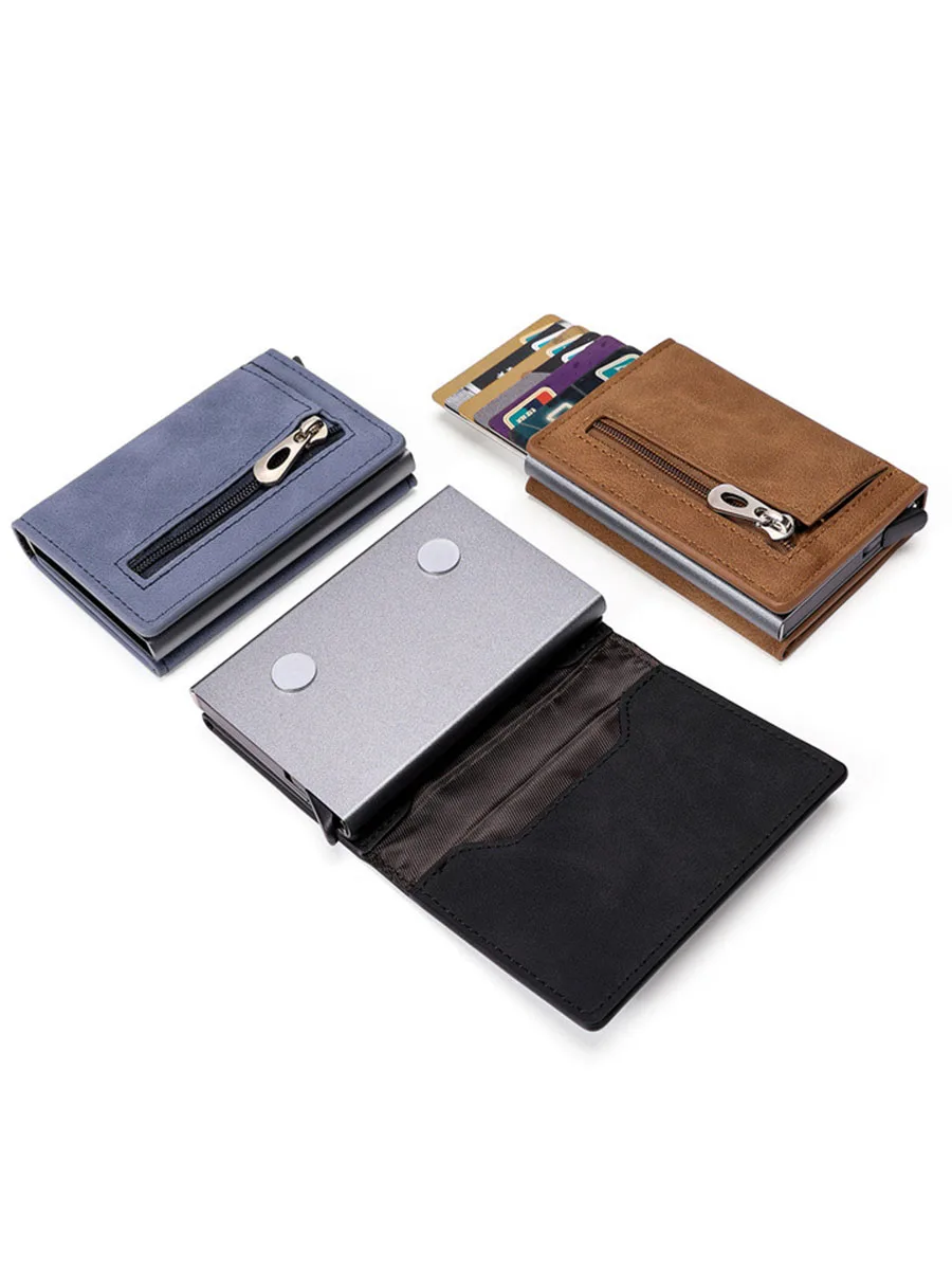 Leather Wallet Gebwolf PU Leather Men Wallet Rfid Anti-magnetic Credit Cards Holder With Organizer Coin Pocket & Money Clips Purse