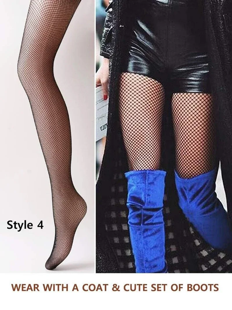 4 Paar schwarze Netzstrümpfe für Damen, Netzstrumpfhosen für Damen, Netzstrumpfhosen für Damen in Übergröße, Einheitsgröße, passend für alle – Detail 8