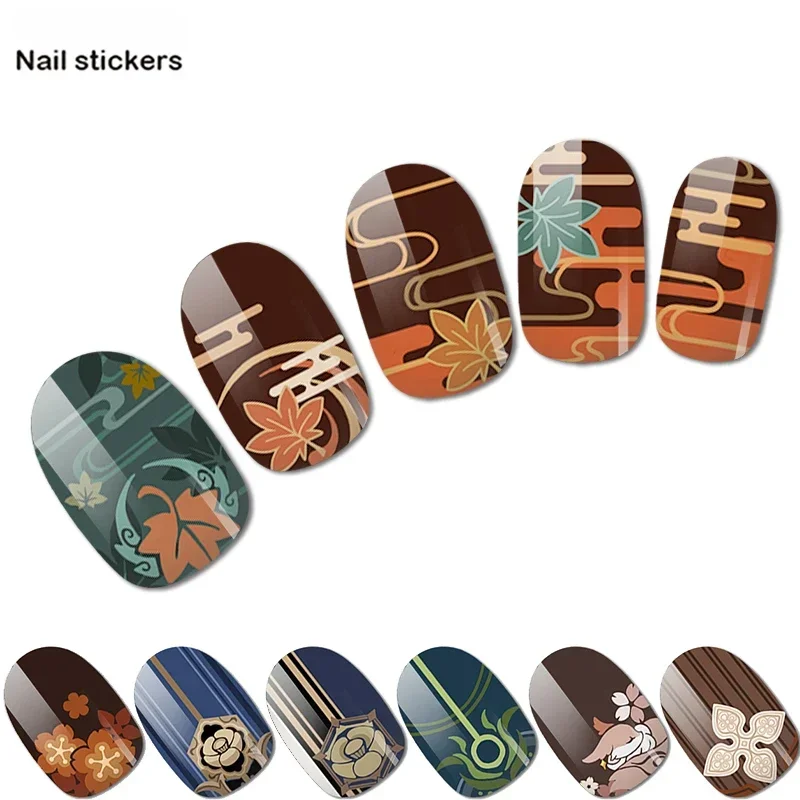Genshin Impact Merch Zhongli Hutao Xiao Yae Miko Beelzebul Ayato Nail Stickers Merchant Uv Led Light Nail Decal Accessories