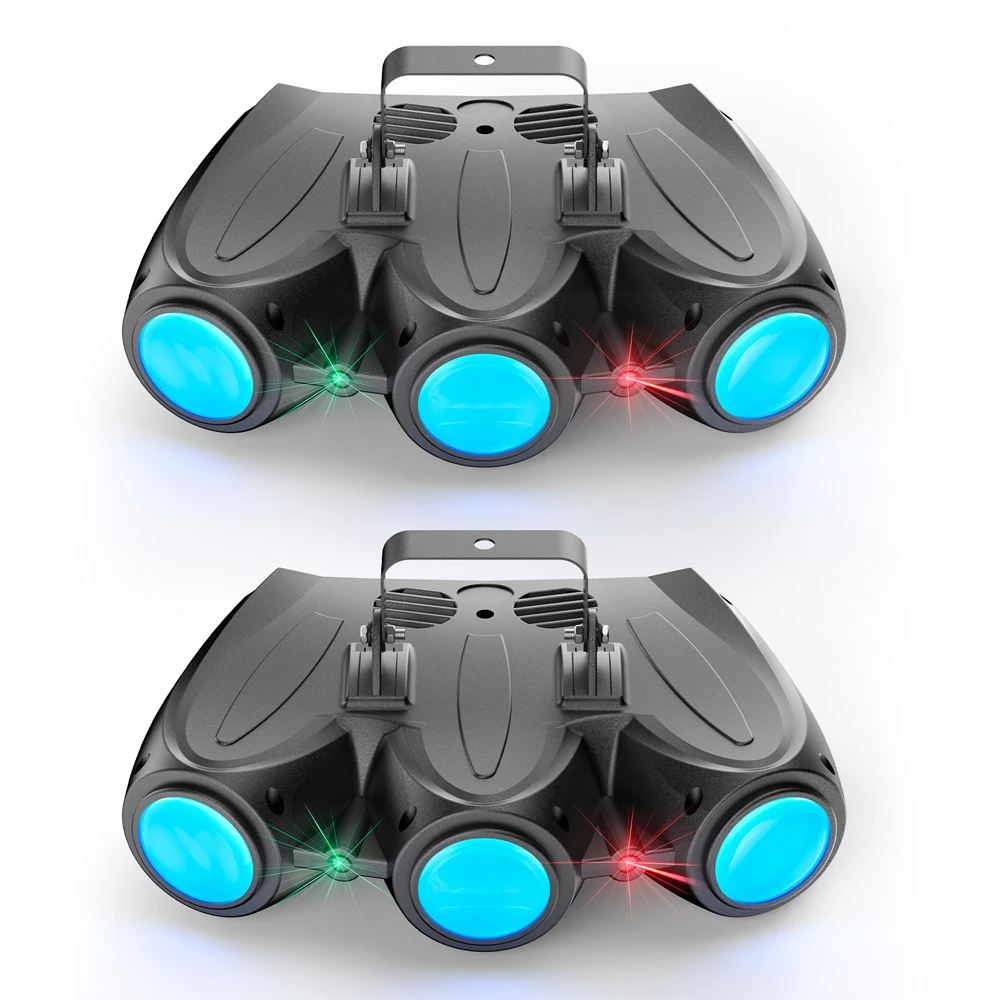 LED Three Head Airship Projector DJ Disco Party Lights 30W RGBW Colorful Pattern Stage Effect Light Sound Control Self-Propelled