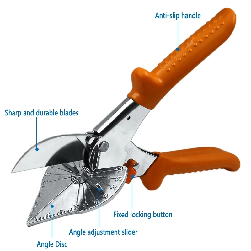 멀티 앵글 Mitre 사이딩 와이어 덕트 커터, 45-180 도 PVC PE 플라스틱 파이프 호스 가위, 가사 절단, 가정 장식 배관 도구