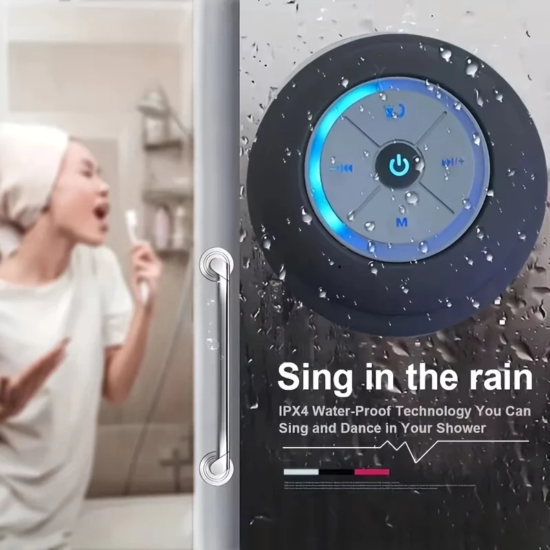 Bathroom Waterproof Wireless with Colorful LED Bluetooth Speaker Large Suction Cup Mini Portable Speaker Outdoor Stereo Speaker