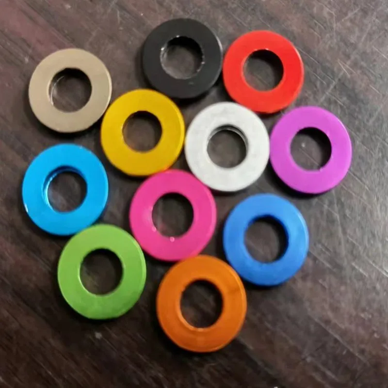 Aluminum Flat Gasket 10pcs/lot M3 M4 M5 M6 M8 M10 Anodized Corlorful Aluminum Flat Gasket washer for RC part