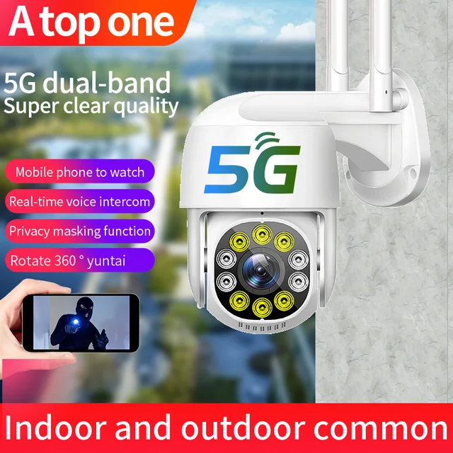 2MP 1080P 5G Network Dual Band WIFI IP Camera Outdoor Water-proof Full Color PTZ Intercom Baby Monitor