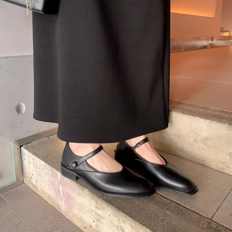 

MKKHOU модные женские туфли, новые высококачественные туфли из натуральной кожи в студенческом стиле, ретро Туфли Мэри Джейн, кожаные туфли с круглым носком на низком каблуке