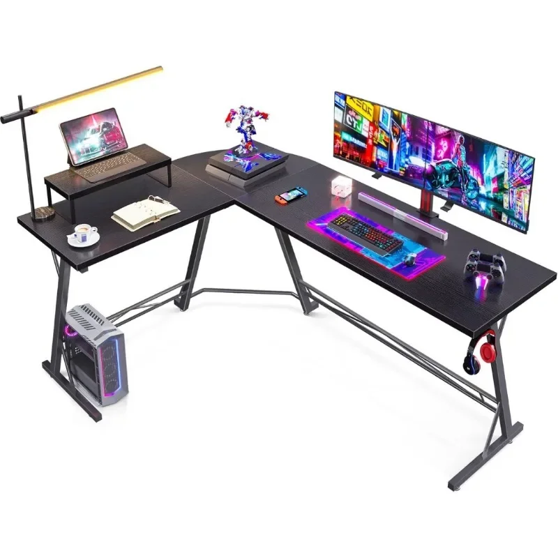 

Gaming Desk L Shaped Computer Desk, Corner Desk for Home Office with Monitor Stand 66" gaming desk table