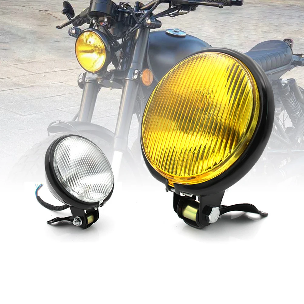 

Motorcycle Headlight Round Retro Headlamp 12v 35w 3000k High-low Beam Fog Light Universal Modified Parts