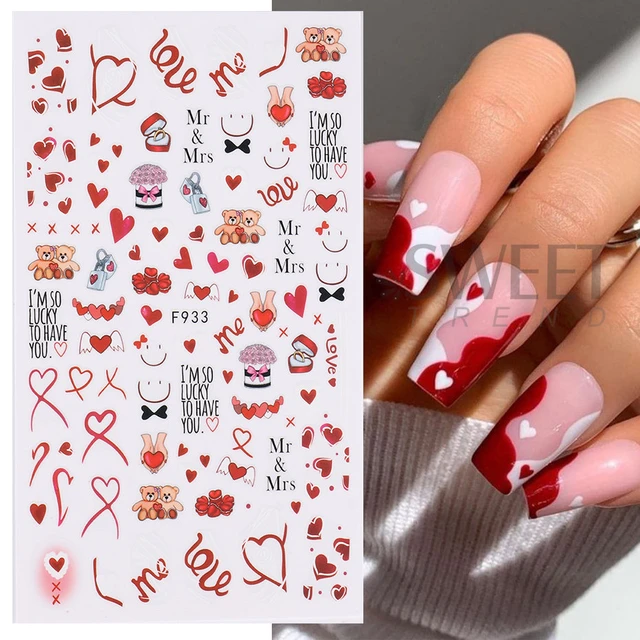  Valentine's Day Nail Art Stickers Decals 3D Self