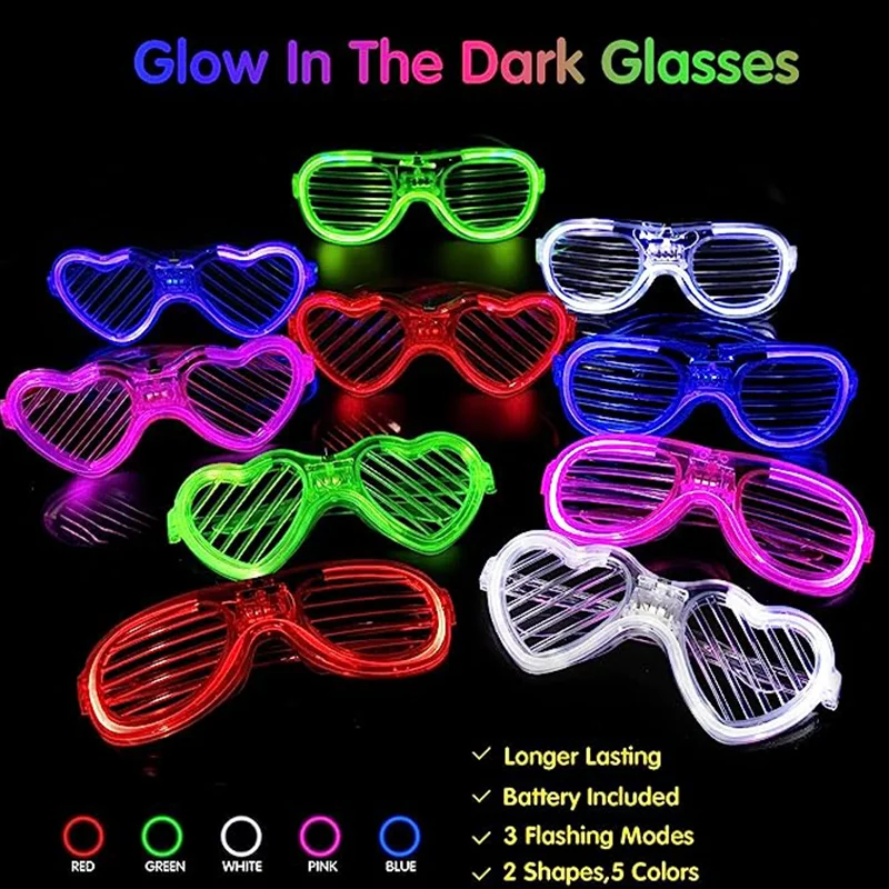 Glow Glasses Led Neon Party Flashing Glasses Luminous Light Bar Party Concert Props Fluorescent Photo Props Supplies