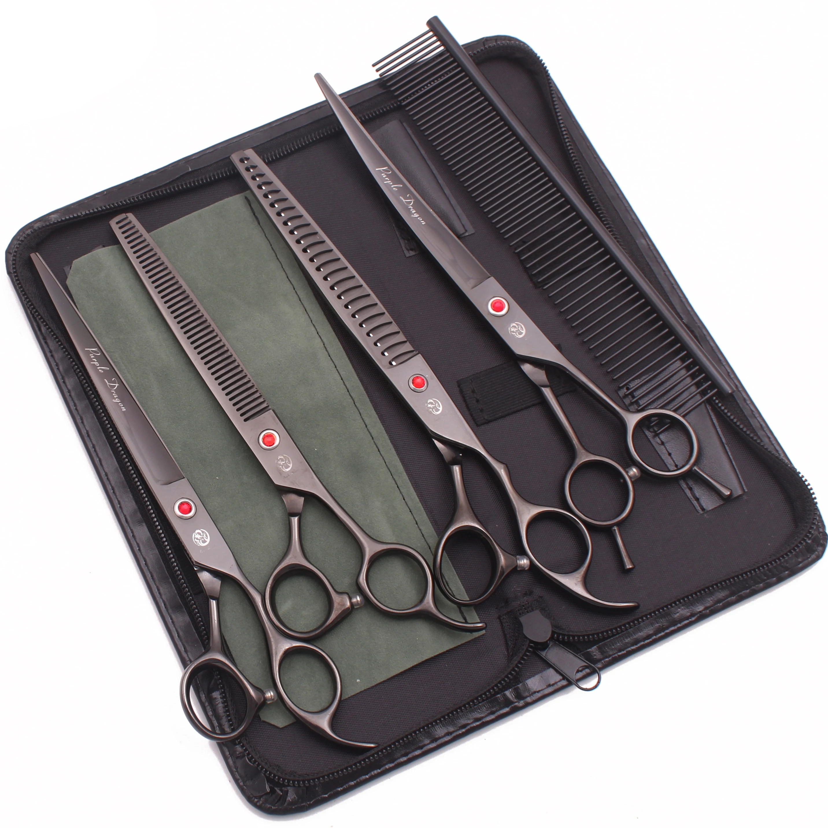 Purple Dragon 8 Inch Dog Grooming Scissors Thinning Shears Professional Cat Pet Scissors Hair Comb Cutting High Quality Z3015-b 2