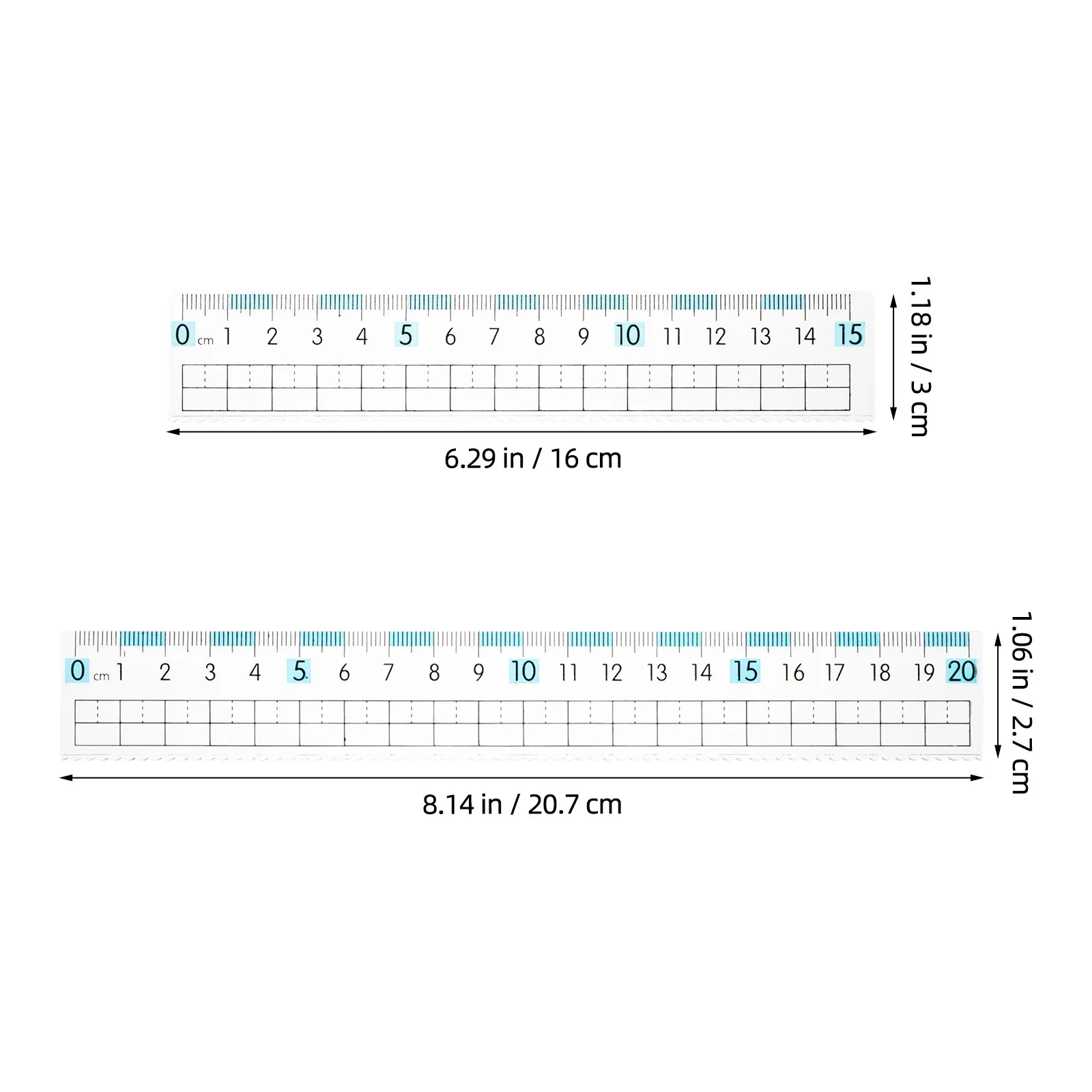 10Pcs 근시 방지 유연한 플라스틱 자 투명 미터법 투명 측정 도구 학교 사무실 드로잉 제도 도구 15Cm