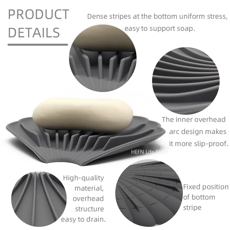 Soft Silicone Soap Dish Tray, Self Draining Soap Container, Soap Drain Storage Rack, Holder for Home, Bathroom Accessories, 1Pc