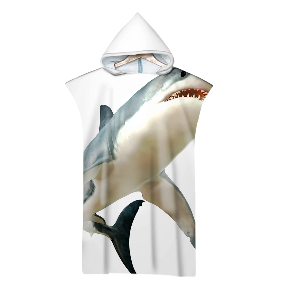 

Shark Sea-Unisex Hooded Poncho Towel, Surf Swim Bath, Beach Changing Robe, Holiday Birthday Gift, Adult and Kids, Drop Shipping