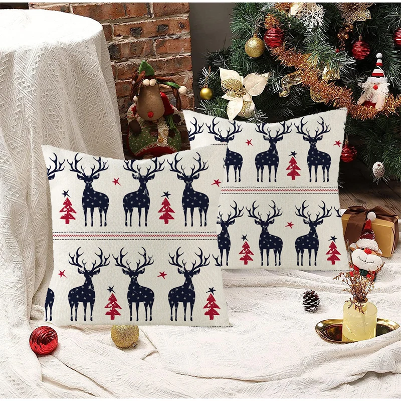 Description Picture 6 of item45cm Cushion Cover Pillowcase Christmas Home Decor Christmas Tree Fawn Snowman  Pillow Case Autumn Decoration Supplies 2024