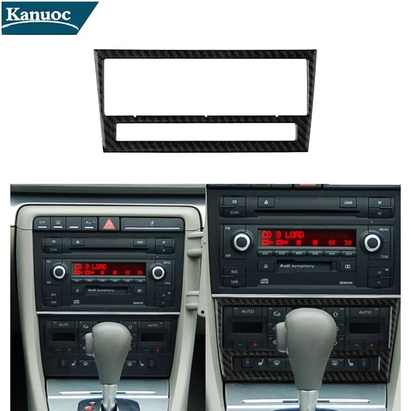 For Audi A4 S4 2005 2006 2007 2008 Carbon Fiber CD Frame Stickers Car Interior Decorative Accessories