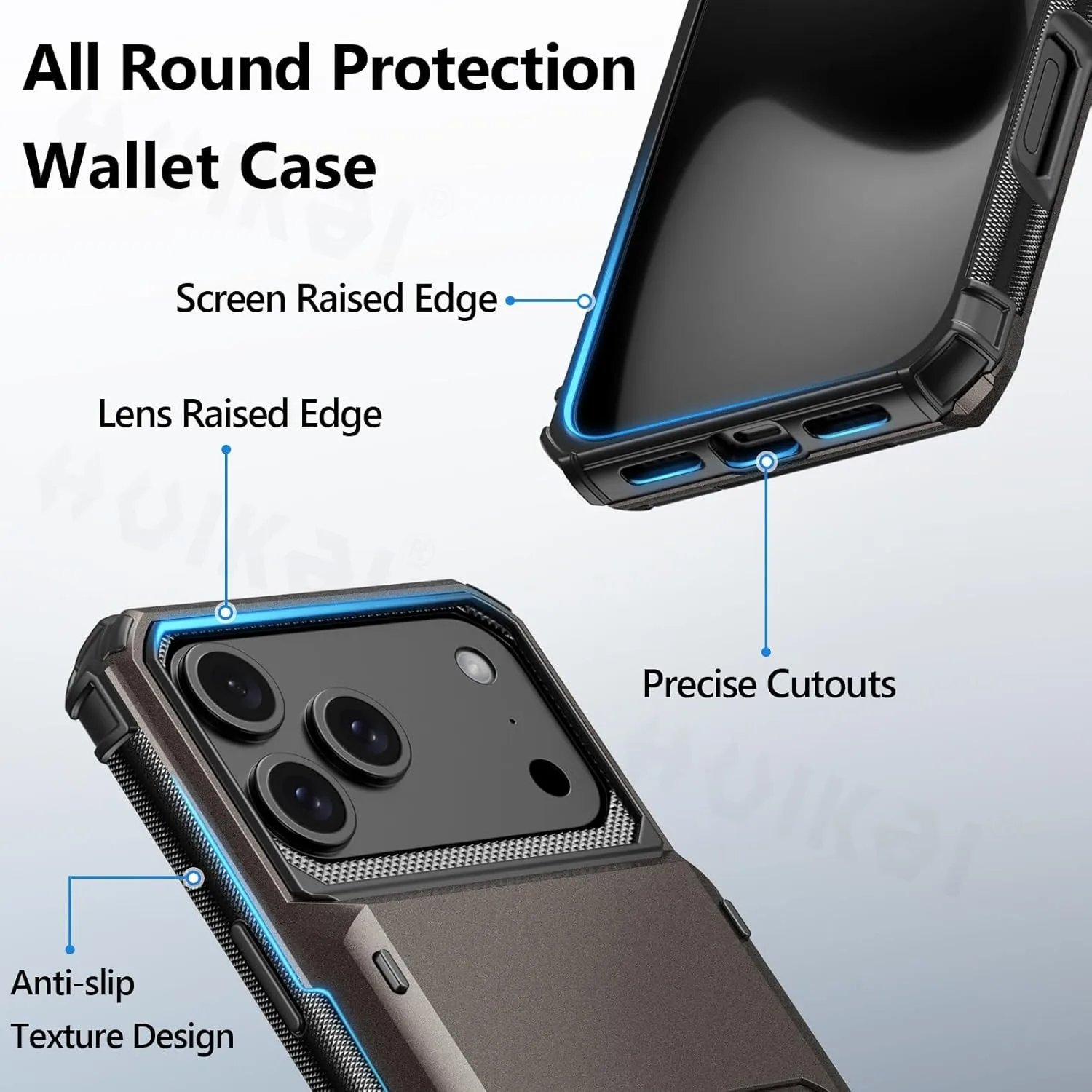 Premium Card Holder Wallet Case with Hidden Flip Slot and Protective Hard Back Cover