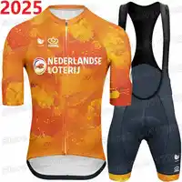 2025 Netherlands Cycling Jersey Set Dutch National Team Cycling Clothing Mathieu van der Poel Road Bike Shirt Suit Bib Shorts 2