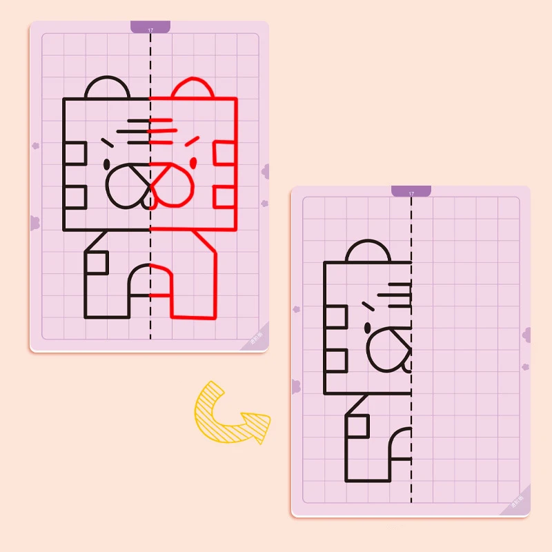 20 Pages Kids Lattice Symmetrical Drawing Toys Concentration Fine Motor Skill Write & Wipe Pen Control Training Painting Cards