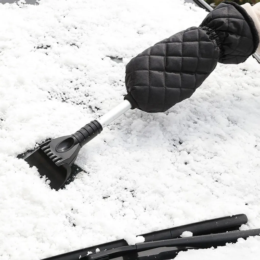 Car Windshield Ice Scraper Mitt With Warm Gloves Waterproof Snow Shovel Brush Scratch-Free Snow Removal Tools for Car Cleaning