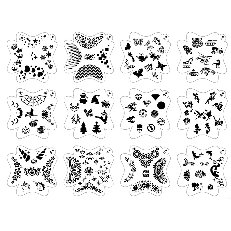 Professional Template 20cm*20cm Decorative Hand Painting Body Art Paint Stencils DIY Makeup Tools For Adults Kids 1 Pcs face painting template henna tattoo stencils