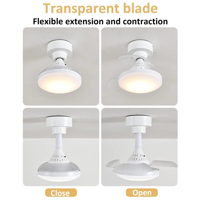 APP Control Ceiling Fan Light Retractable Blades Fans With Light Timing Dimmable Modern and Simple Bedroom Living Room Lighting
