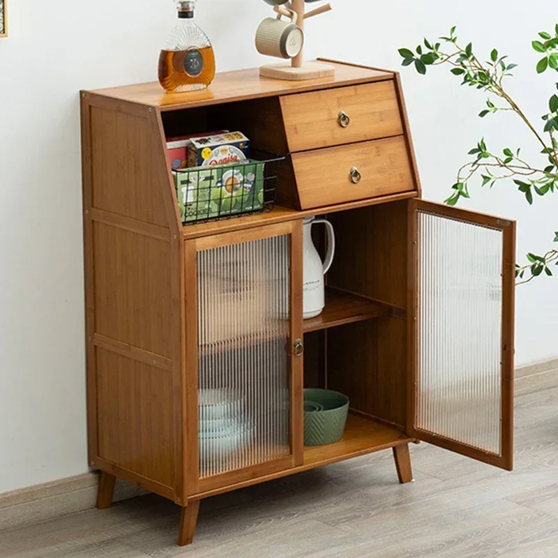 Vintage Glass Kitchen Storage Cabinets Pantry Display Full Cupboard Fixtures Dish Rack Cabinet Armario De Cocina Furniture