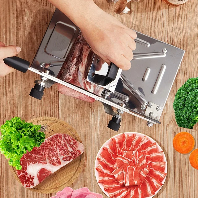 Frozen Meat Slicer Manual Meat Slicers Stainless Steel Ginseng Cutter for  Home Use Beef Mutton Roll Bacon Cheese Nougat Deli - AliExpress