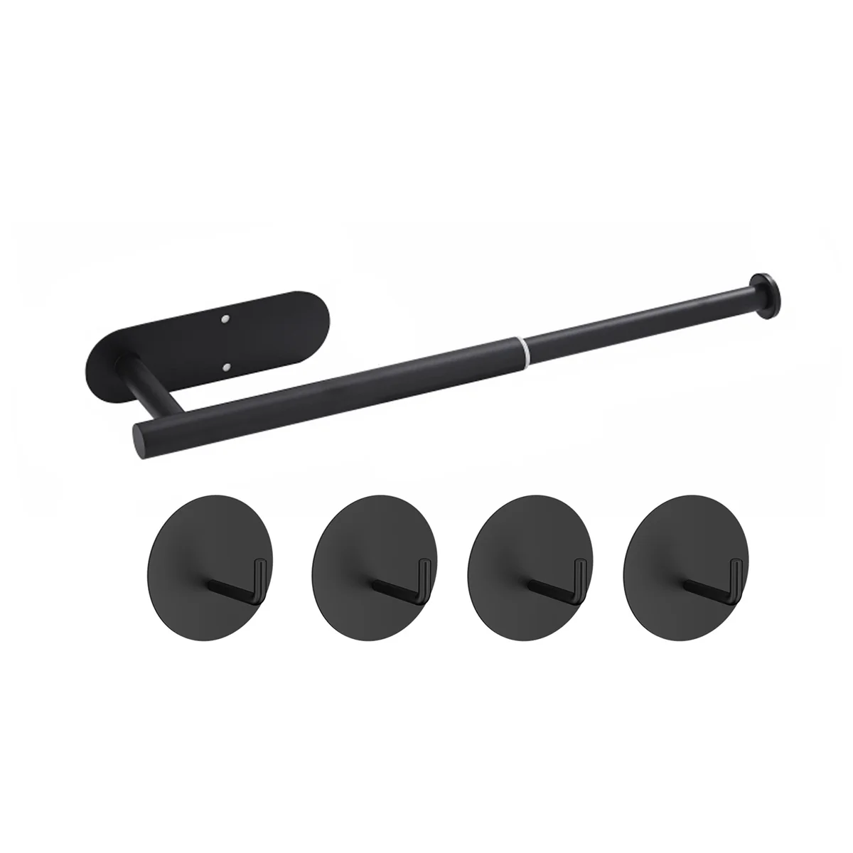 Towel Rail No Drilling Extendable Gluing Bathroom Kitchen Tea Holder Wall Black