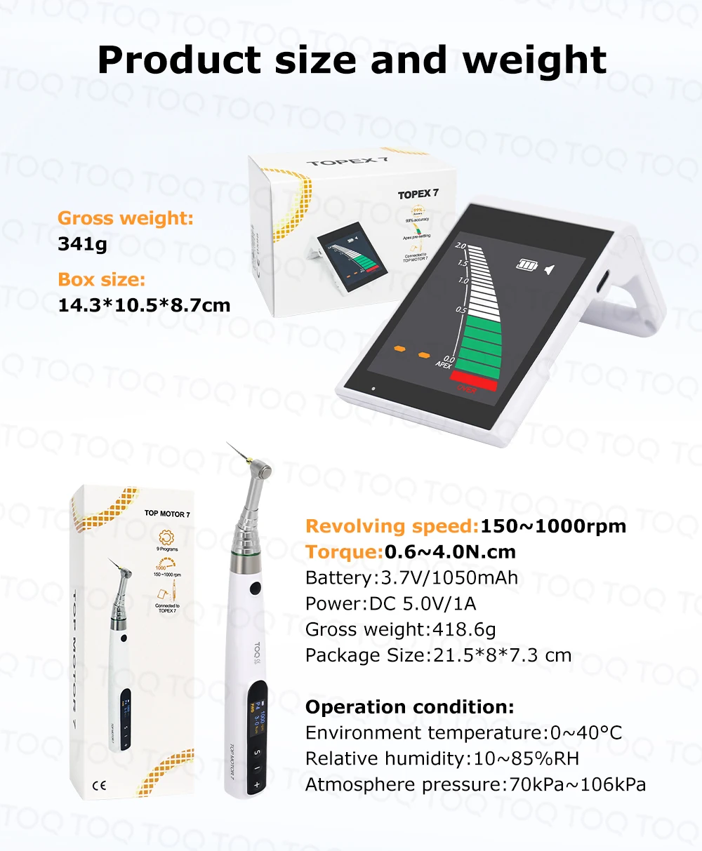 TOQ High Technical Mini Endo Motor with Apex Locator & Endodontic Treatment 16:1 Reduction Contra Angle Measurement Equipment